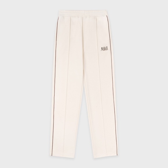 Sporty & Rich Pants - Sporty & Rich Action logo Track Pants - Milk/Cocoa Large